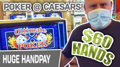 💰 $60 Hands = JACKPOT!!! 🎴 Ultimate X Poker at CAESARS PALACE Las Vegas