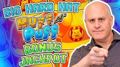 🚧 Big Hard Hat Huff N Puff Bonus Jackpot 🐷 Gold Brick Houses Have Big Numbers on Lock It Link