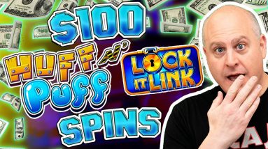 🐷 $100 Huff N Puff Spins! 🐷 High Limit Lock It Link Session Wins 5 Big Jackpokt Handpays!