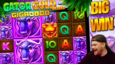 NEW GATOR GOLD 'DELUXE' GIGABLOX SLOT BIG WIN!